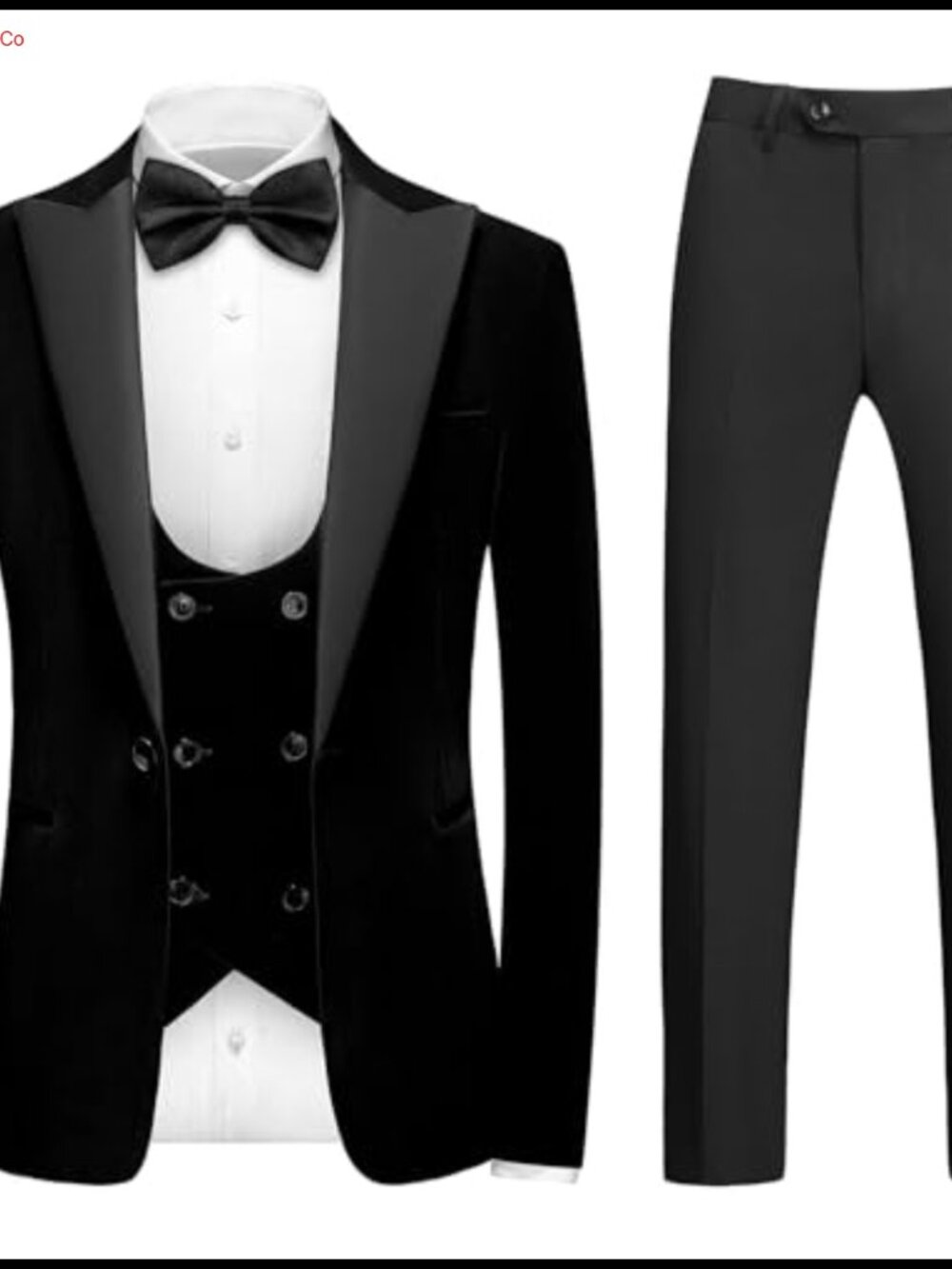 Men's Velvet 3-Piece Tuxedo Suit Slim Fit Peak Lapel Prom Formal